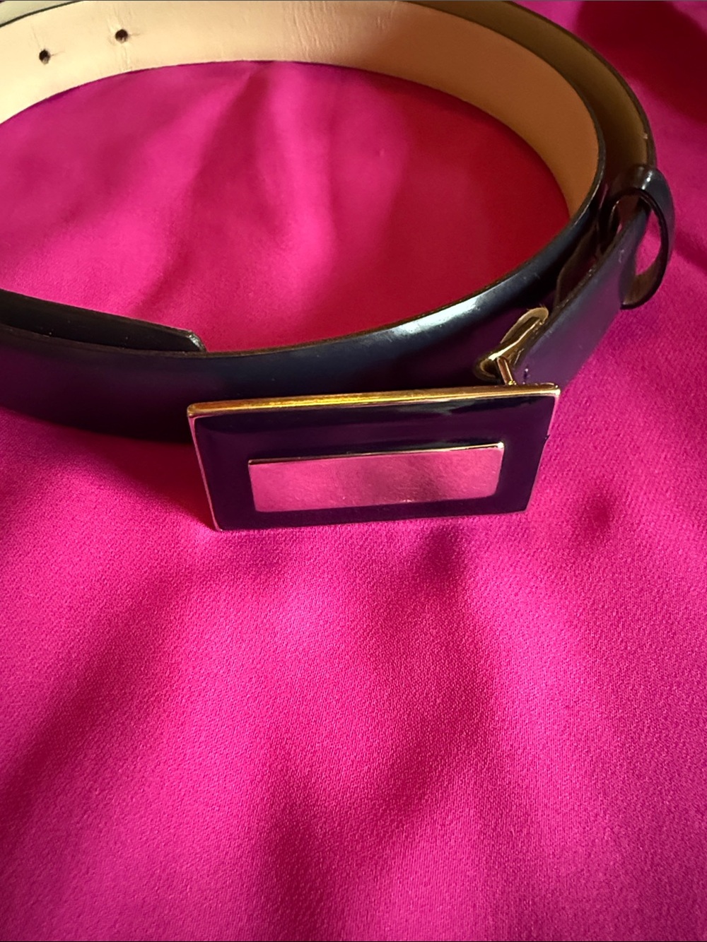 Banana Republic Black Leather Belt with Gold Rectangular Accent